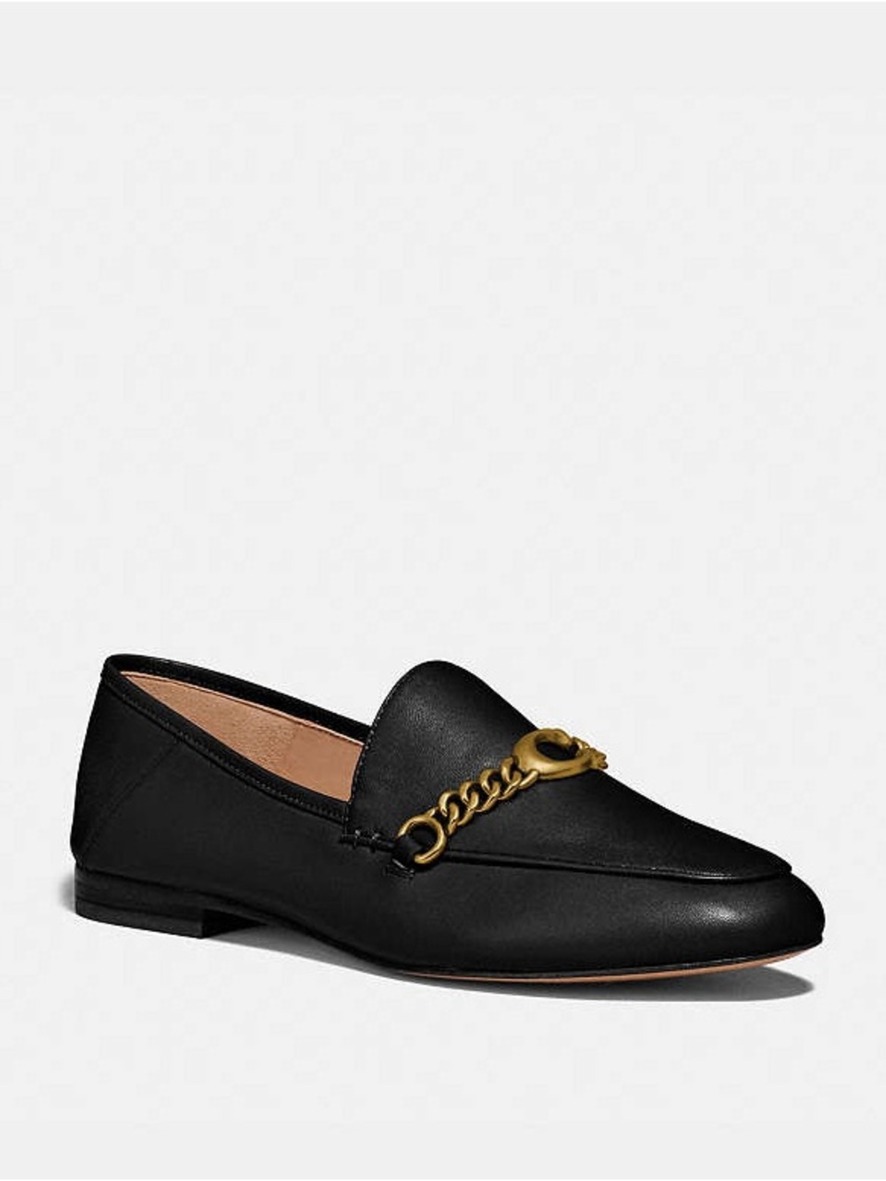 Coach Helena Loafer C Initial Charm Chain Leather Size 9B Black